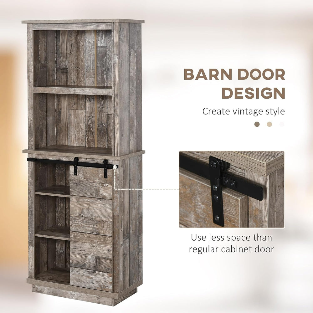 Freestanding Rustic Kitchen Buffet Cabinet, Pantry Storage Cabinet with Slidi...