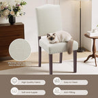 Upholstered Dining Chairs Set of 4 with Thickened Seat Cushion, Wooden Mid-Century Modern Fabric Farmhouse Kitchen Chairs for Dining Room Living/Restaurant/Reading Room(Beige)