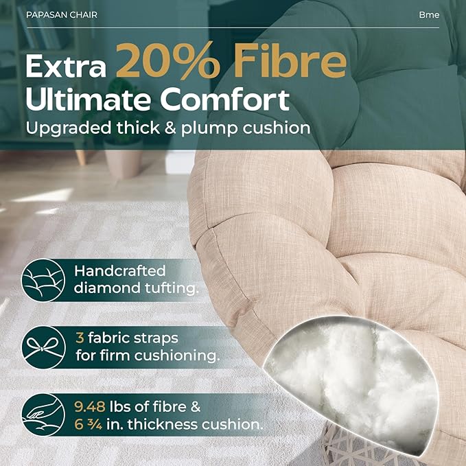 Bme 40" Ergonomic Wicker Papasan Chair
