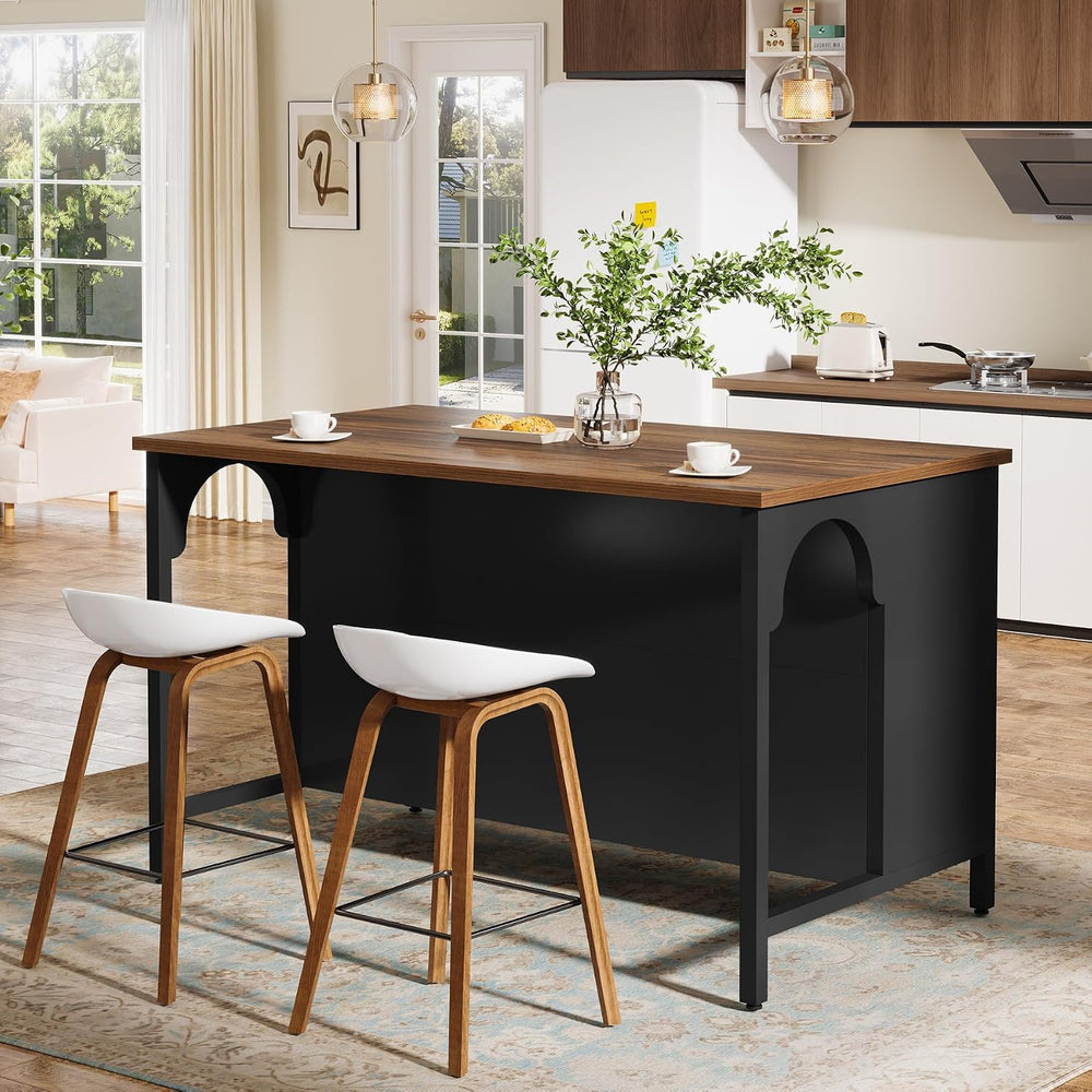 Tribesigns Kitchen Island with 3 Storage Shelves, 55" W Kitchen Shelf wi...