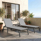 UDPATIO Outdoor Lounge Chairs Set of 2 with Side Table Poolside Chaise Lounge Chair with Wheels 5-Position Backrest Reclining Rust Free for Patio Deck
