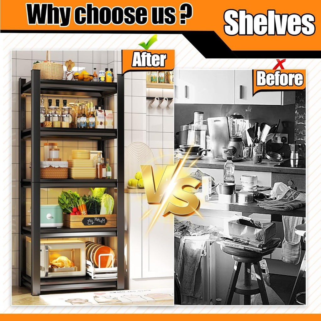 Storage Shelve -5 Tier Shelf Organizer,20" W x 14" D x 54" H