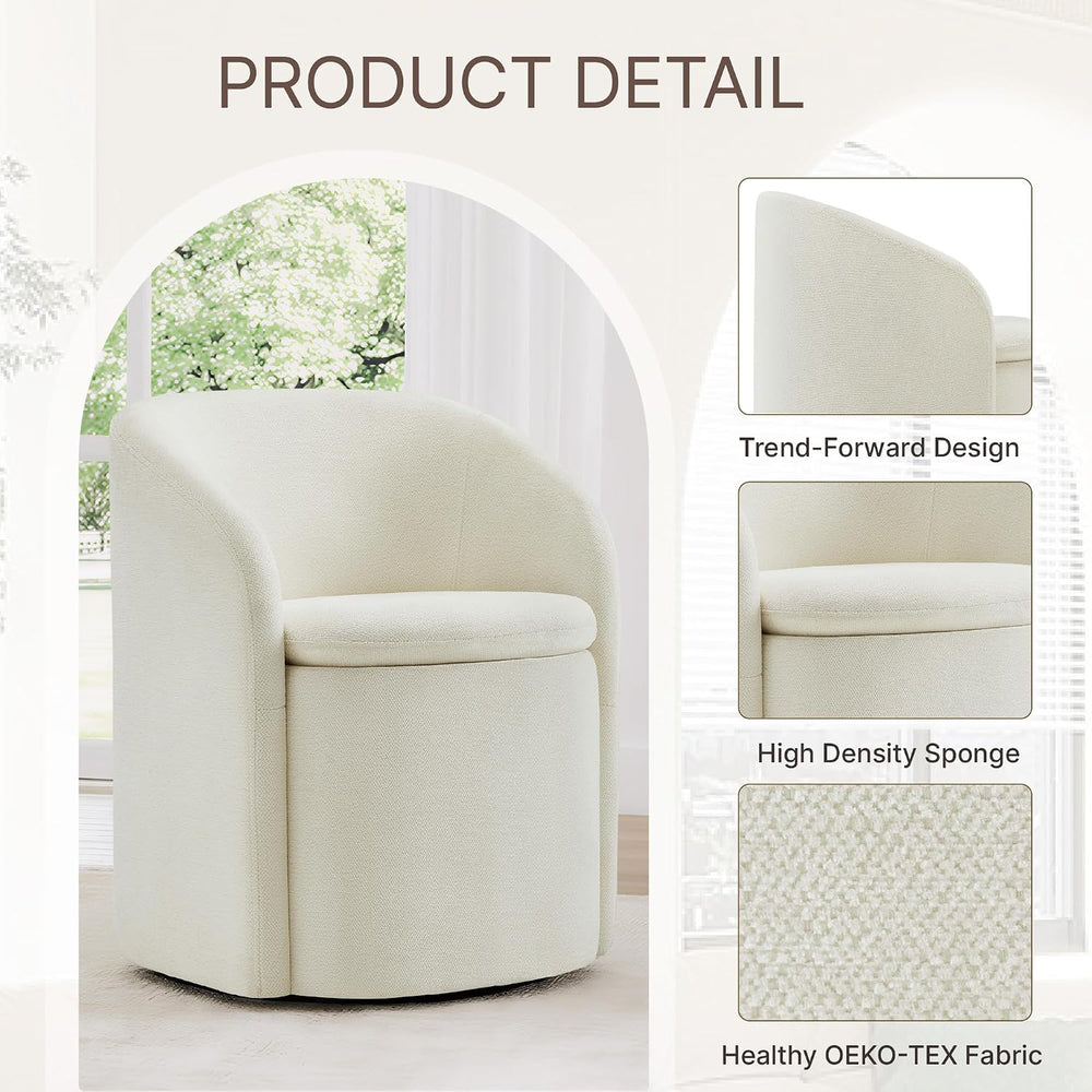 KISLOT Upholstered Dining Chairs with Casters, No Assembly Rolling Modern Din...