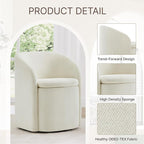 Upholstered Dining Chairs with Casters, No Assembly Rolling Modern Dining Room Chairs with Hidden Storage & Barrel Backrest, Accent Chair for Bedroom, Living Room, Dressing, Linen, Set of 2