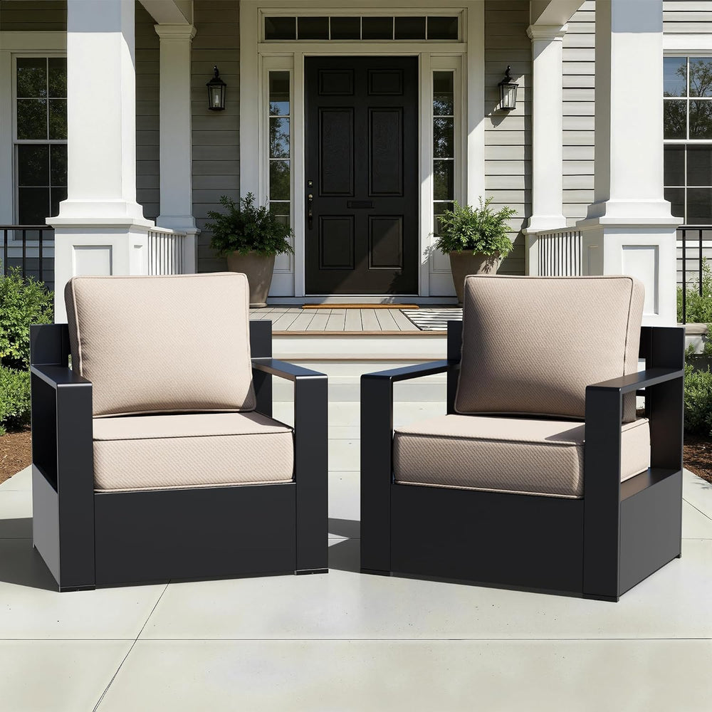 Outdoor Aluminum Furniture, Patio Chairs with 6" Thick Removable Cushion...