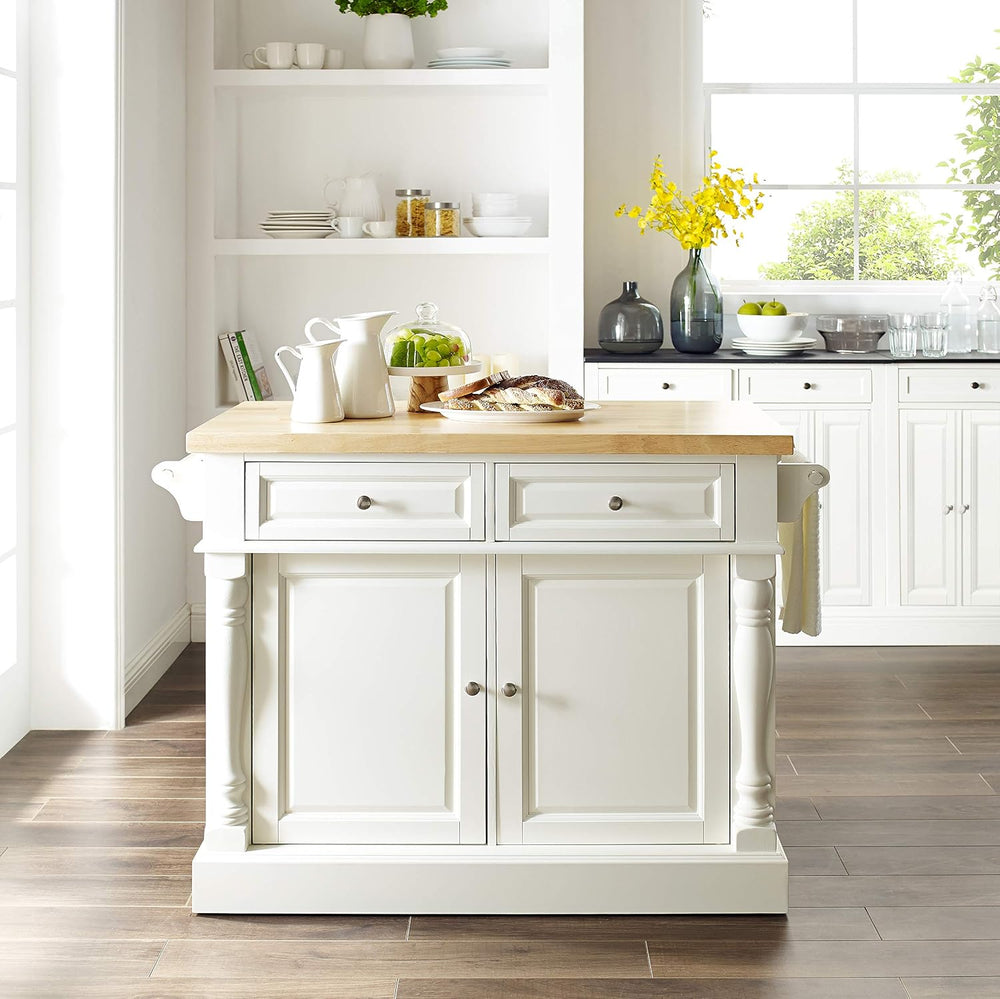 Crosley Furniture Oxford Butcher Block Kitchen Island, Microwave Stand, with ...