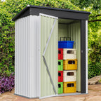 Furniwell 5x3 FT Outdoor Storage Shed, Metal Garden Sheds Outdoor Storage House with Single Lockable Door for Backyard Patio Lawn, White