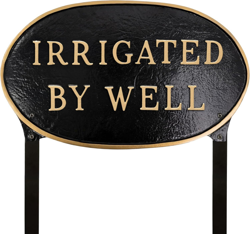 Montague Metal Products Cast Metal Irrigated by Well Oval Plaque Sign