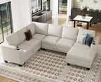 Belffin Chenille Modular Sectional Sofa Convertible L Shaped Corner Couches for Living Room with Storage Armrest with Cup Holder White Couch