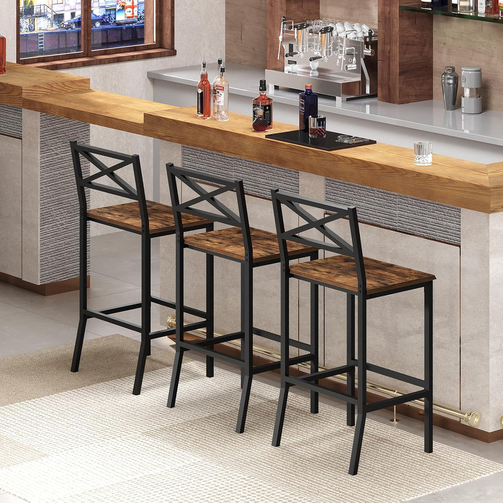 MAHANCRIS Bar Stools, Set of 2 Bar Chairs with Backrest and Footrest, 26&quot...