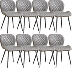 Dining Chairs Set of 8, Comfy Modern Dining Chairs with Thick Cushions, Upholstered Fabric Kitchen Side Chairs with Adjustable Metal Legs for Dining Room (Light Grey)