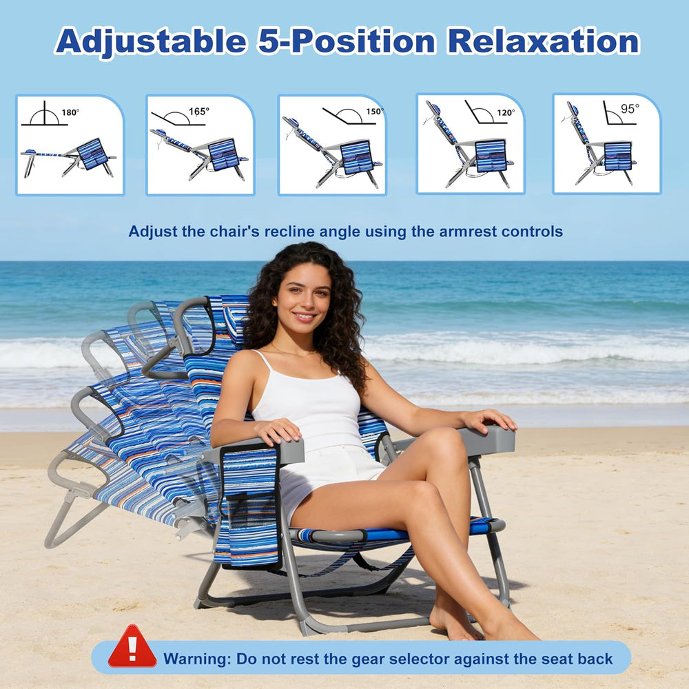 DIAMONDFORGE 2 Pack Lightweight Portable Beach Chair for Adults, 350 LBS Capa...