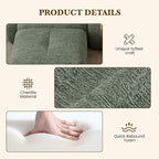 122" L Shaped Convertible Modular Couch, Cloud Couch Sectional with Ottoman, 4-Seater Chenille Boneless Couches for Living Room, Apartment, No Assembly, Green 1PCS