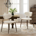 Dining Chairs Set of 2, Curved Back Kitchen Room Chairs with Metal Legs and Anti Slip Pads, Upholstered Dining Chair for Home and Restaurant, Beige