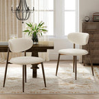 Dining Chairs Set of 2, Curved Back Kitchen Room Chairs with Metal Legs and Anti Slip Pads, Upholstered Dining Chair for Home and Restaurant, Beige
