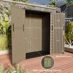 HOMSPARK Outdoor Storage Shed Weather Resistance, Patio Storage Cabinet Lockable Resin Tool Shed for Storage of Bike, Trash Cans, Garden Tools (Shallow Coffee, 66 Cu.ft)