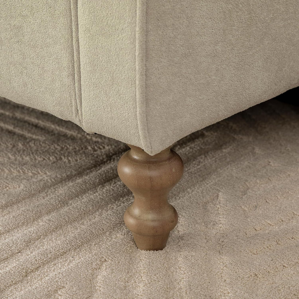 65.7" End of Bed Storage Bench King Size for Bedroom Entryway, Beige | Ottoman with storage for living room, tufted upholstered ottoman bench, wood legs, dual lids, rolled armrest, large capacity