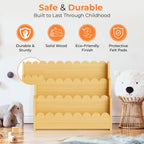 3-Tier Wooden Kids Bookshelf, Montessori Scalloped Bookcase Toddler Front Facing Book Display for Nursery, Baby Bookshelf Organizer for Kids Rooms, Playroom or Classroom