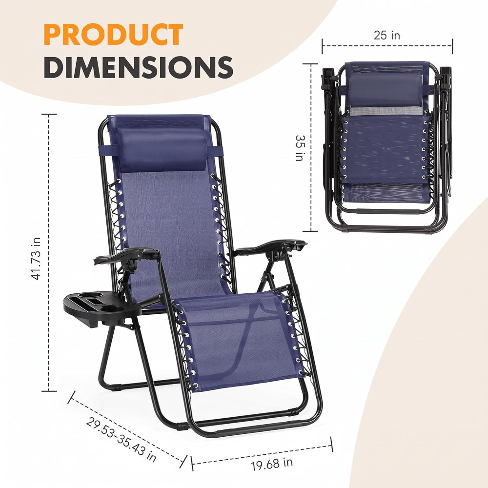 NEWBULIG Zero Gravity Chairs Set of 2, Lounge Chair Folding Portable Adjustab...