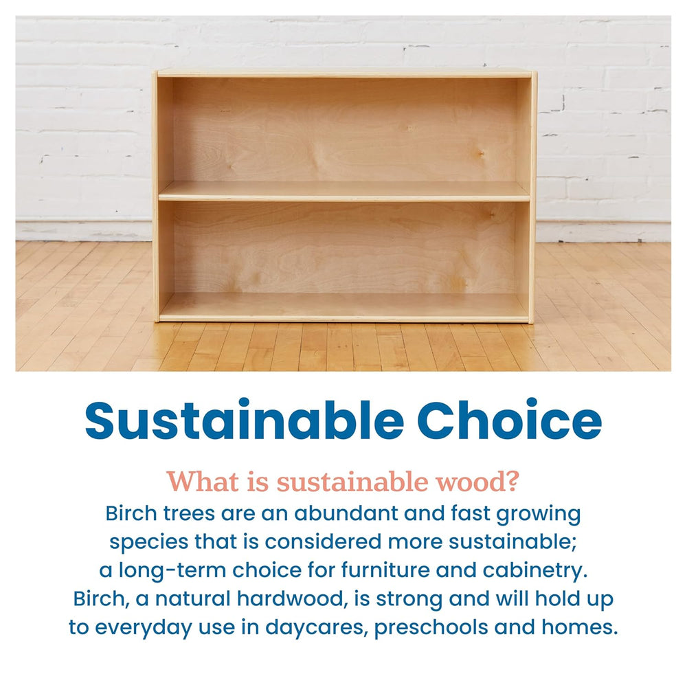 ECR4Kids Streamline 2-Shelf Storage Cabinet, 24in High, Natural | Durable bir...