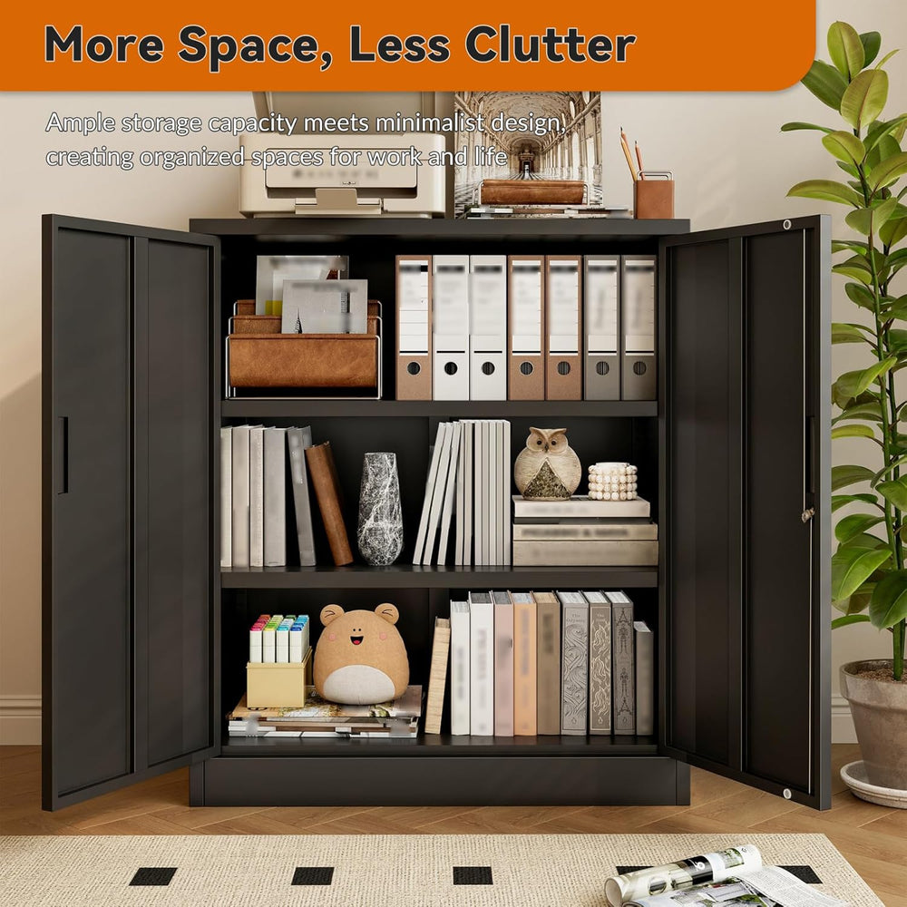 BESFUR Metal Garage Storage Cabinet with 2 Locking Doors and 2 Adjustable She...
