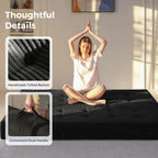 MAXYOYO 8" Thick Folding Mattress with Handles, Tufted Floor Sofa Bed (Frame Not Included), Foldable Couch Bed Versatile Floor Mattress for Sleeping, Living Room & Guest Room, Black