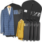 Garment Bags for Hanging Clothes 3-Pack - Travel Suit Closet Covers for Men and Women - Long Dress, Mens Jackets, Coats, Shirts, Dance Clothing Protector - Zipper Hanger Wardrobe Dust Cover (42 Inch)