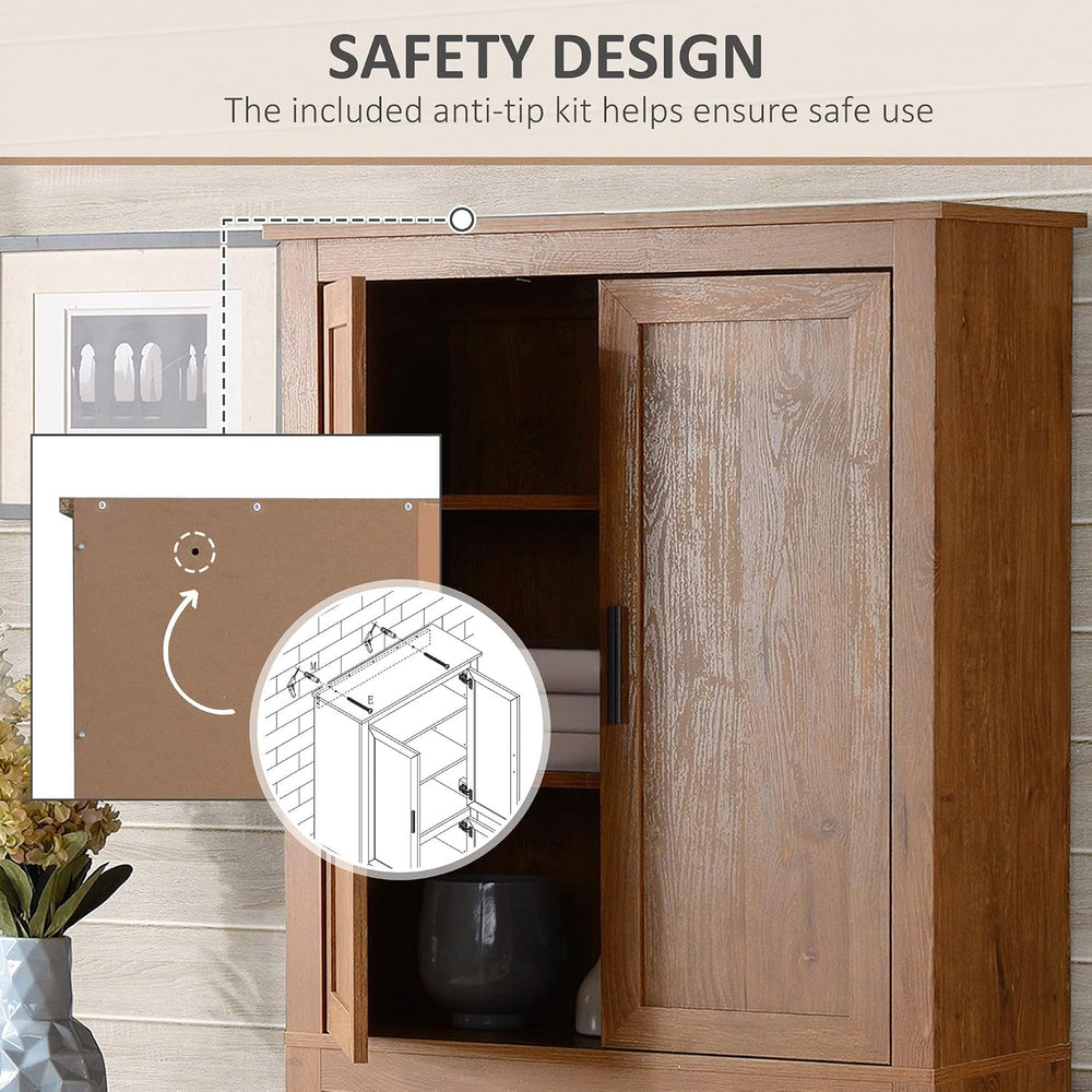 64in Tall Freestanding 4-Door Kitchen Storage Pantry Cabinet with 5-Tier Inte...