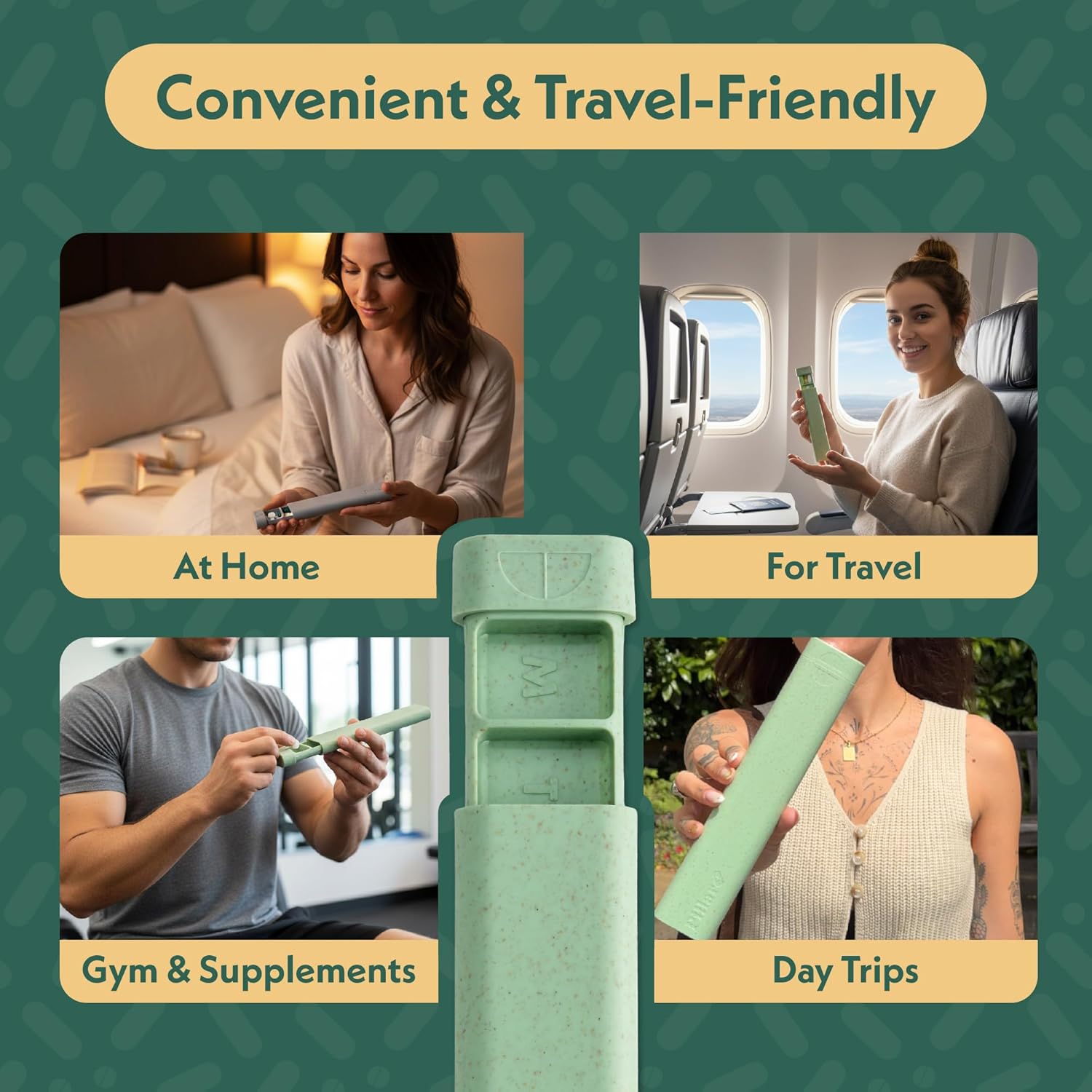 Pillar - 7-Day Pill Organizer | Weekly Medicine Pill Container Travel Box - Aesthetic Medication Holder - Stylish Travel Pill Case - Cute Small Medication Organizer 7 Day for Women (Powder Blue)