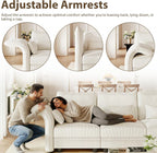 LLappuil L Shaped Curved Sectional Sofa with Storage & Extra Large Hexagon Seat, Beige Corduroy Modular Sectional Sofa for Living Room with Adjustable Arms & Backs, 6 Seat