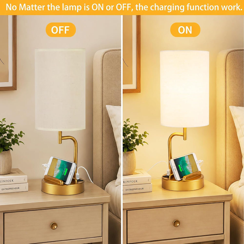 Dreamholder Touch Control USB Table Lamp with USB C/A & AC Outlet, 3-Way ...