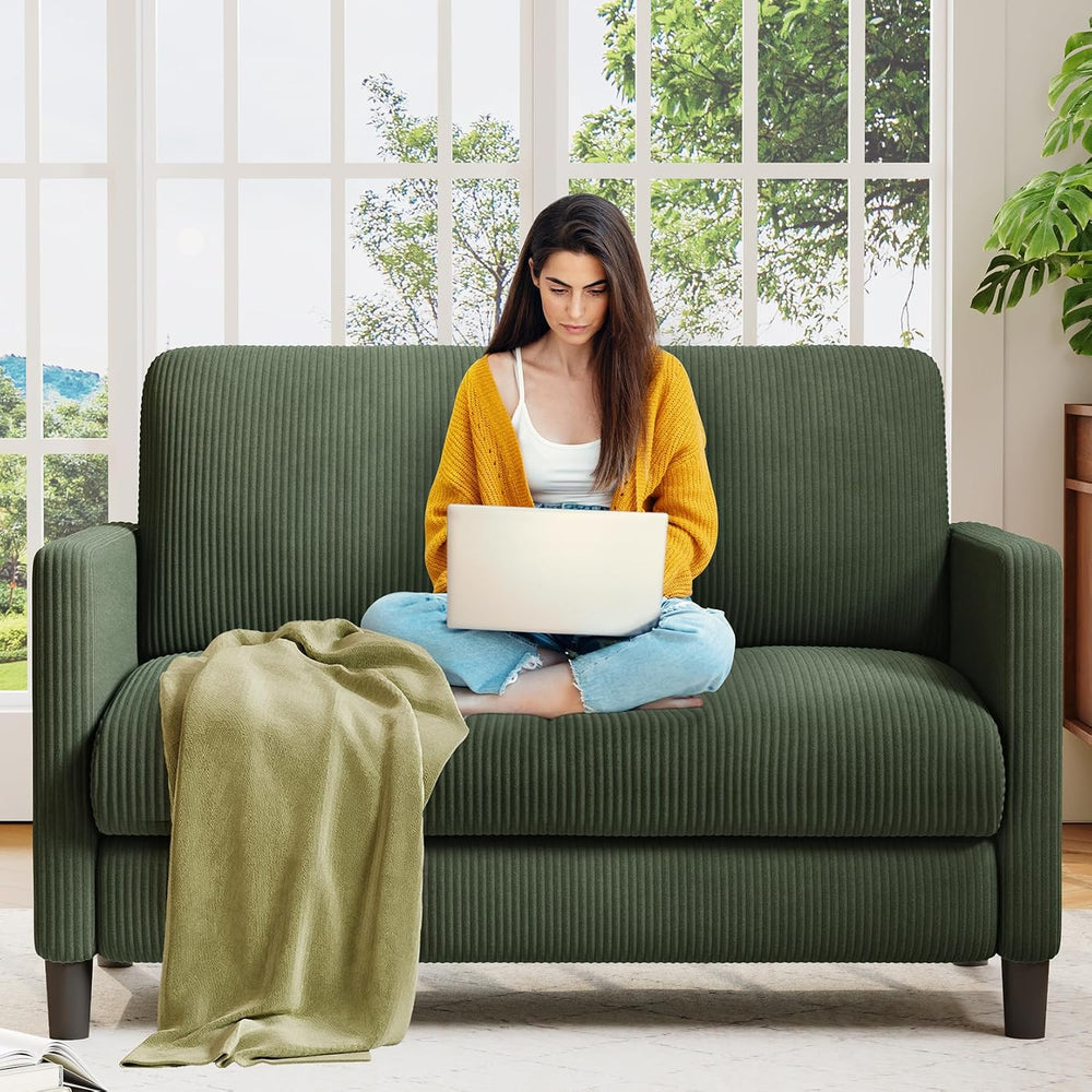 Welzona Loveseat, 51" Small Couch, Corduroy Love Seat, Small Loveseat So...