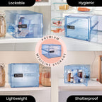 Lockabox One™ | Premium Medicine Lock Box | Medium Medication Lock Box With Code For Medicines, Vitamins & Supplements | External Size 12 x 8 x 6.6 inches (Light Medi Blue)