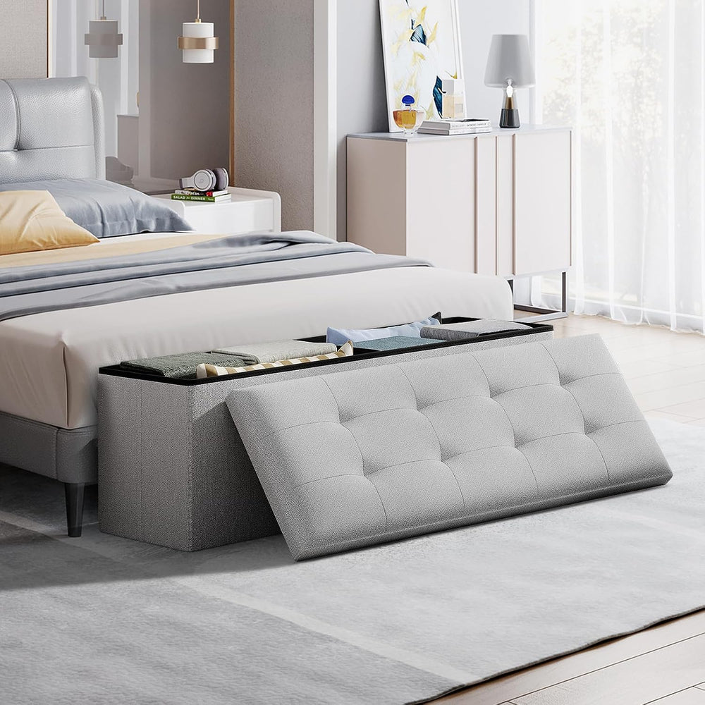 Storage Ottoman Bench, 43 Inch Ottoman Foot Rest, End of Bed Bench, Storage C...