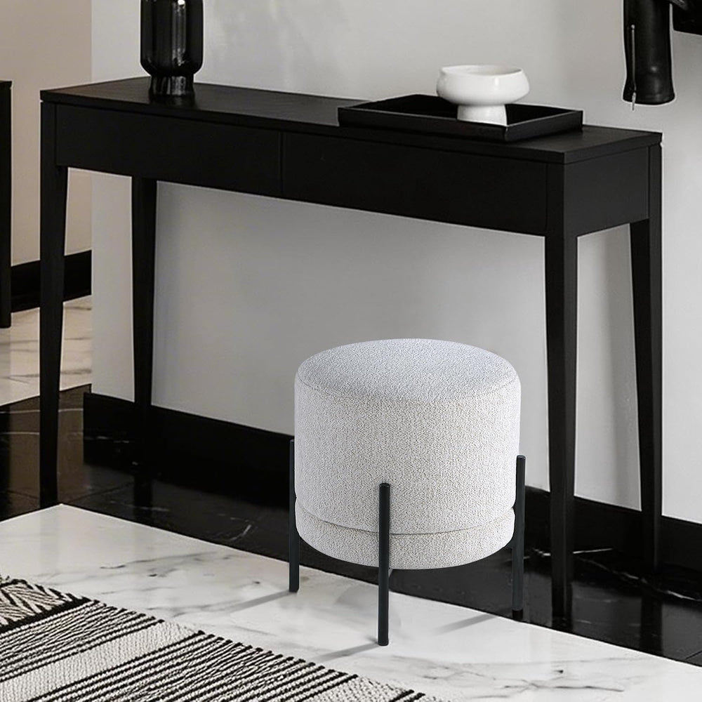 Get Set Style Multifunctional Ottoman with Side Table, Soft Round Footrest St...