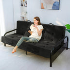 MAXYOYO 8" Thick Folding Mattress with Handles, Tufted Floor Sofa Bed (Frame Not Included), Foldable Couch Bed Versatile Floor Mattress for Sleeping, Living Room & Guest Room, Black