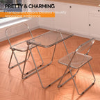 VINGLI Folding Acrylic Table and Chair Set Small TV Tray for Snack Dinner on Couch, Tiny Foldable Desk Writing Desk for Home Office for Small Spaces