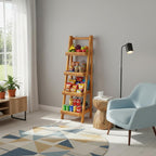 4-Tier Acacia Wood Display Ladder Shelf, Rustic Storage Stand for Fruits, Beverages, Snacks