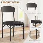 Dining Chairs Set of 4 - Upholstered Dining Room Chairs with PU Leather, Industrial Kitchen Chairs with Wooden Backrest and Thickened Metal Legs, for Dining Room, Living Room（Black）