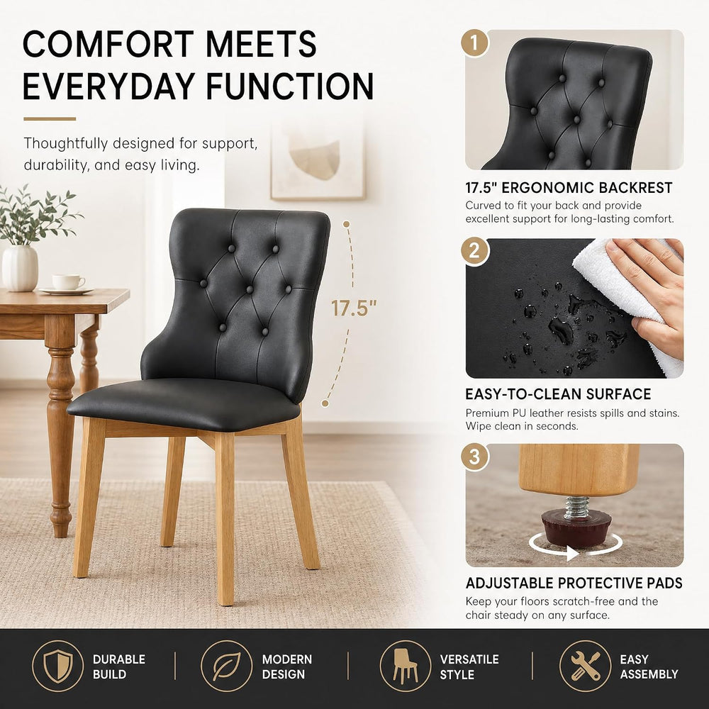 Mid Century Modern Dining Chairs Set of 4 PU Leather Dining Room Chairs High ...
