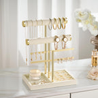 3 Tier Bracelet Holder Display - Detachable T Bar Beige Velvet Bracelet Holder, Jewelry Holder Organizer for Bracelet, Necklace, Earrings, Rings