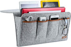 Bedside Caddy, Large Size Storage Organizer with 7 Pockets for Magazine, Remotes, Phone (17.3'' x 18.1'', Light Grey)