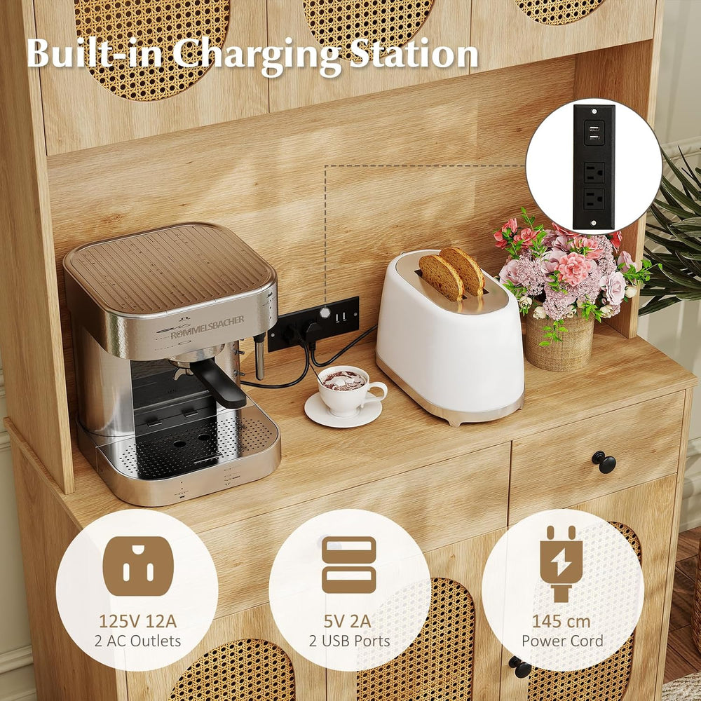 GOFLAME Kitchen Pantry Cabinet with Charging Station, 71" Tall Freestand...
