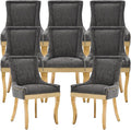 Dining Chairs Set of 8, Kitchen & Dining Room Chairs, Chenille Fabric Upholstered Dinning Chairs, Sillas De Comedor, Nailhead Trim, Metal Legs (Grey, 8 Pcs)