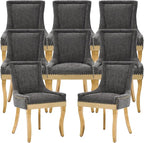 Dining Chairs Set of 8, Kitchen & Dining Room Chairs, Chenille Fabric Upholstered Dinning Chairs, Sillas De Comedor, Nailhead Trim, Metal Legs (Grey, 8 Pcs)