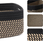 Small Storage Baskets for Organizing | Closet Organizer Bins | Shelf Toy Basket | Woven Rope Baskets | Cube Decorative Box | Shallow Basket | 13x8.5x5.1” | 3 Packs Black Brown