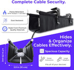 Ascrono Original No Drill Under Desk Cable Management Tray 14.1" - Premium Black Fabric Cable Management Under Desk - Clamp/Screw Mount Cord Organizer - Supports Upto 66lbs