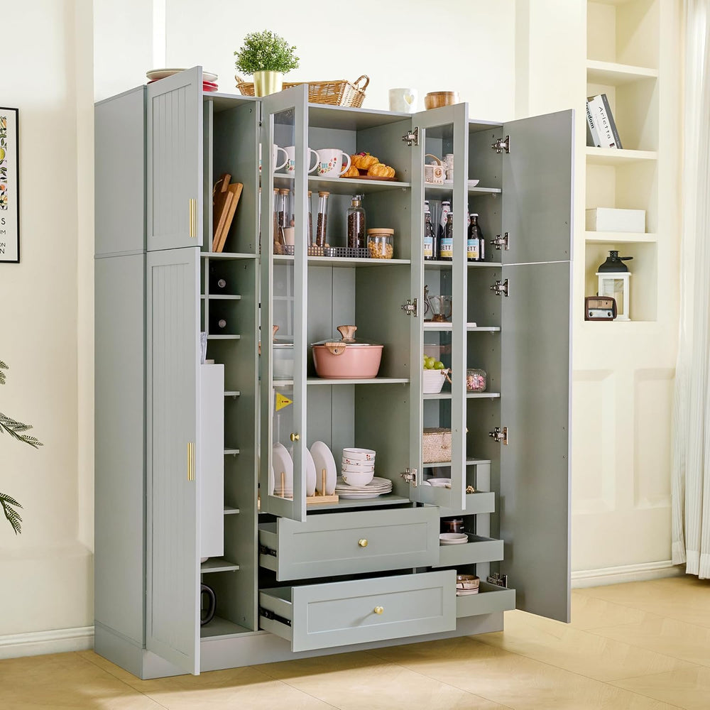 Polibi 6-Door Kitchen Pantry Storage Cabinet,53.2''Lx17.7''W ...