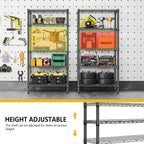1250 lbs 5 Tier Shelf Metal Storage Shelves Shelving Wire Rack Heavy Duty Closet Organizers for Garage Kitchen Bathroom Laundry Black 13.8" D x 29.5" W x 59.5" H