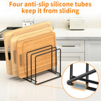 Cutting Board Organizer, [2-Pack] Kitchen Cabinet Organizer, Divided Rack with 5 Slots for Baking Trays, Cutting Boards - Cookie sheet Organizer Inside Cabinet, Baking Sheets Holder (Large)